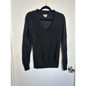 Daytrip Women's Black V-Neck Sweater Size L Sparkle Glitter Striped Pullover Y2K